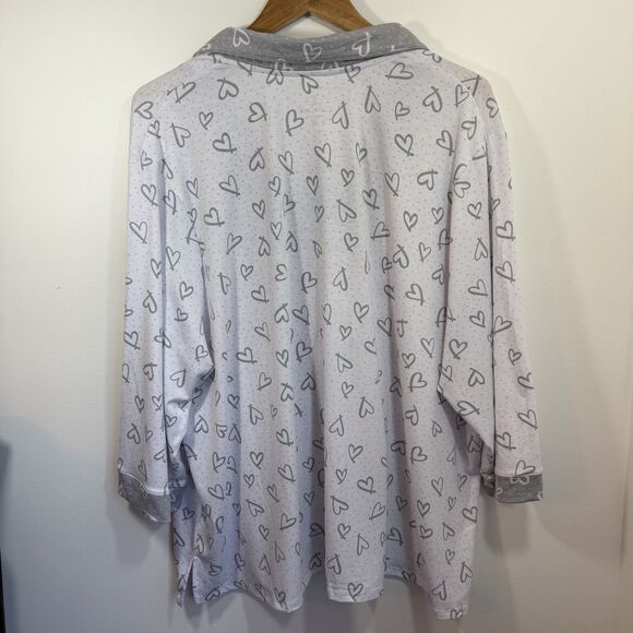 Cuddl Duds 2-Piece Classic Jersey Notch Collar Novelty Pajama Set 3XL Gray White - Picture 3 of 16